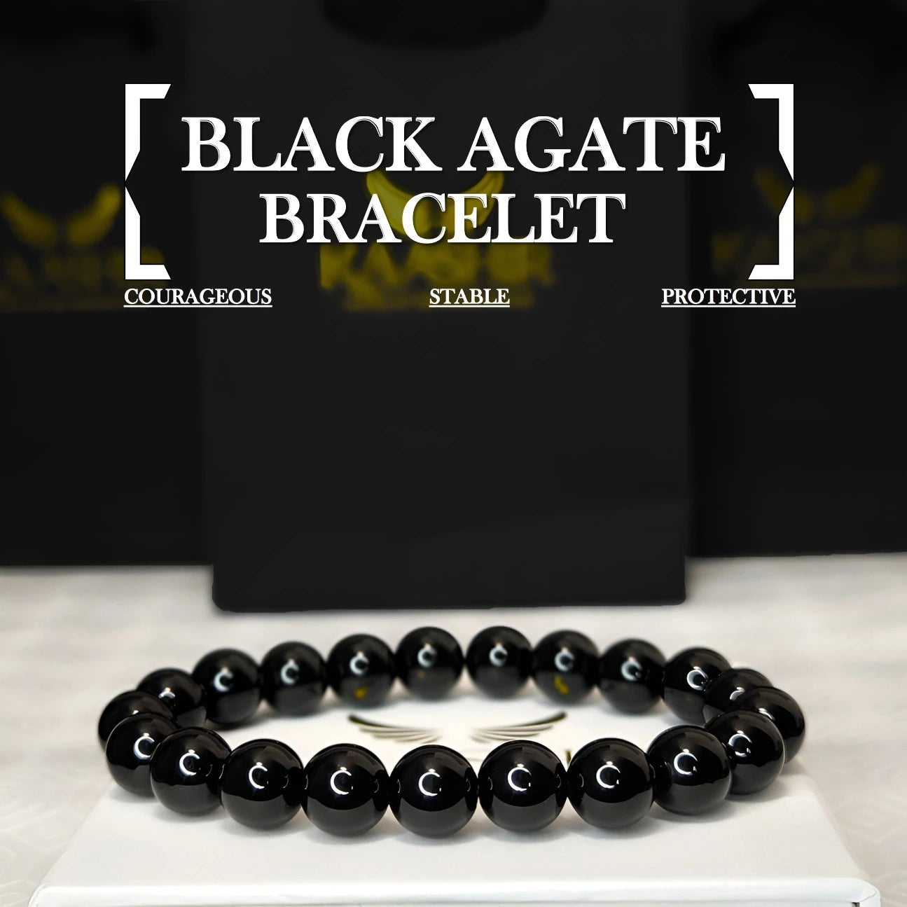 Black Agate Energy Bracelet – Unisex Natural Healing Stone | Kaashir