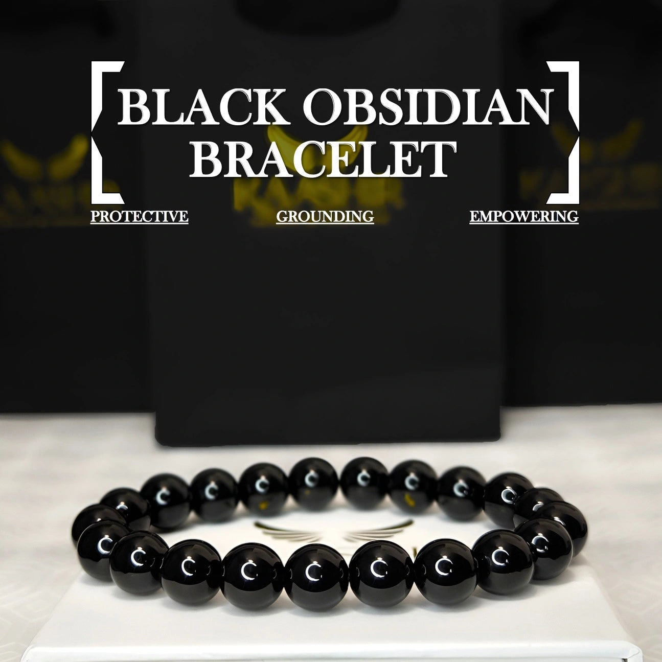 Black Obsidian Energy Bracelet – Unisex Healing Stone | Kaashir