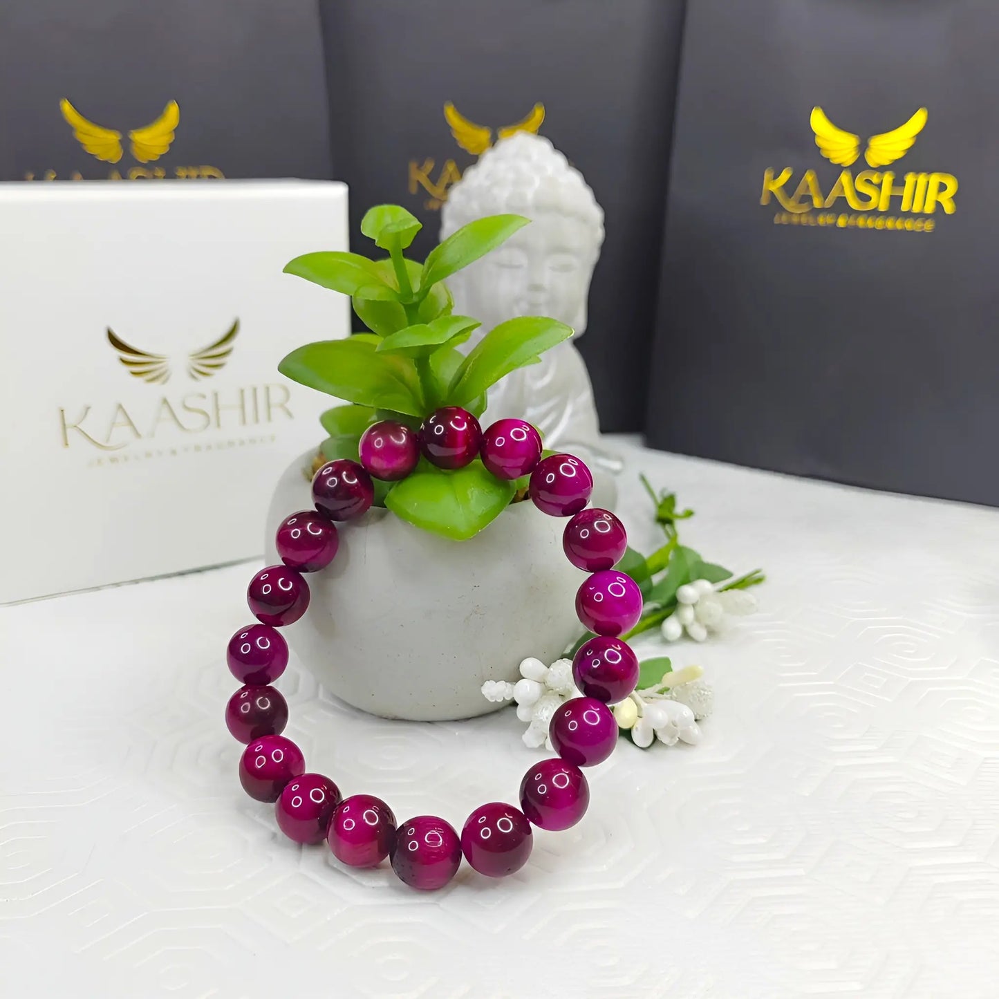 Pink Tigers Eye Bracelet – Handmade Beaded Stone Jewelry for Men&Women - Kaashir Jewelry & Fragrance