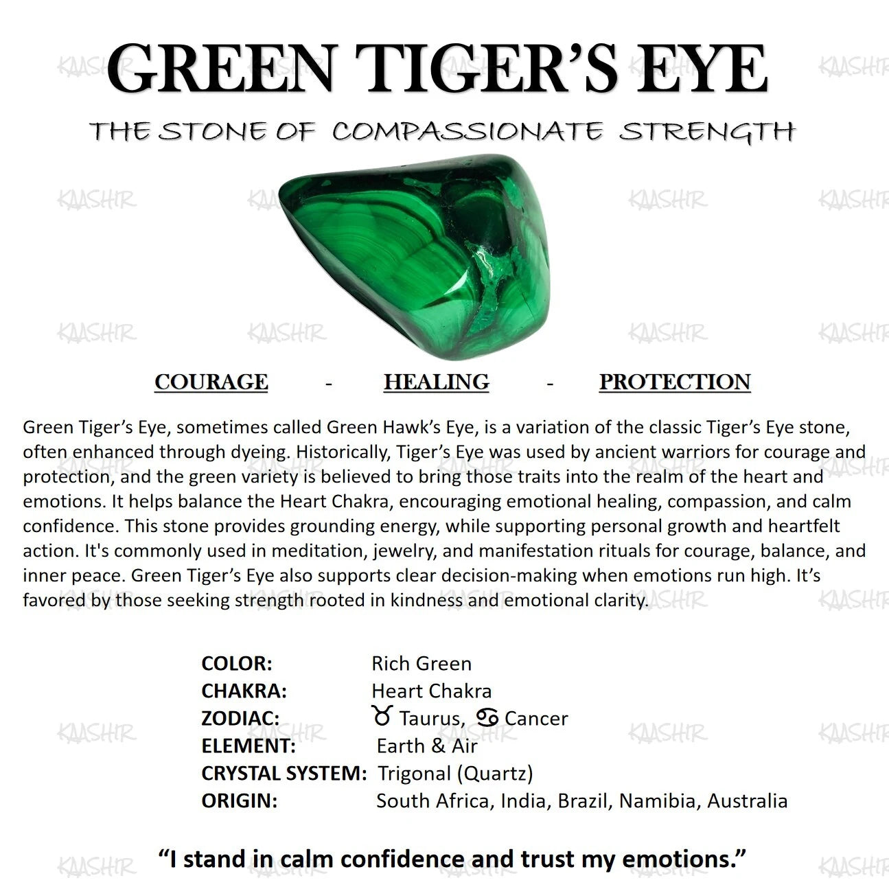 Kaashir Green Tigers Eye Bracelet – Handmade Beaded Jewelry for Unisex