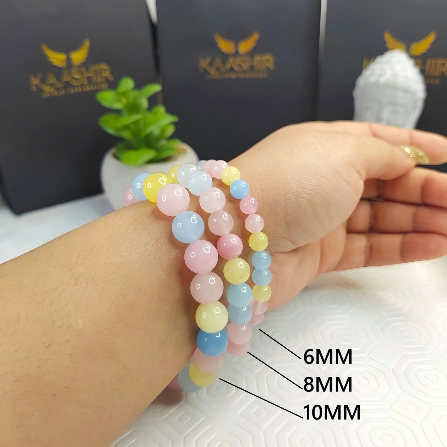 Kaashir Multi Morganite Stone Bracelet - Handmade Jewelry for Unisex - Kaashir Jewelry & Fragrance