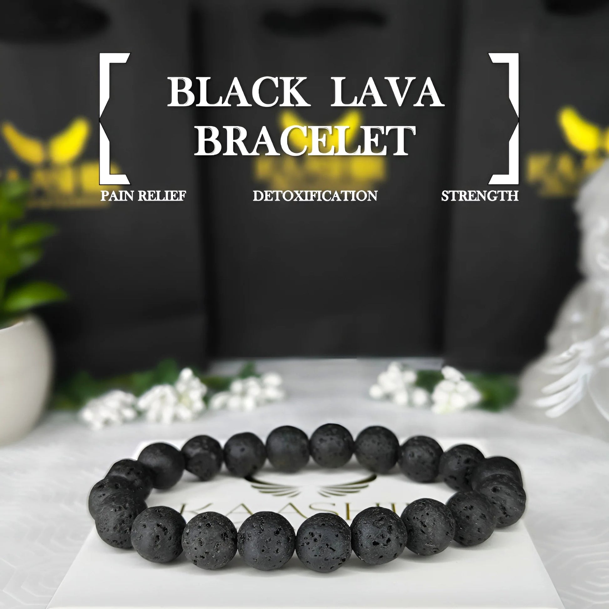 Kaashir Black Lava Rock Bracelet - Handmade Stone Jewelry for Unisex - Kaashir Jewelry & Fragrance