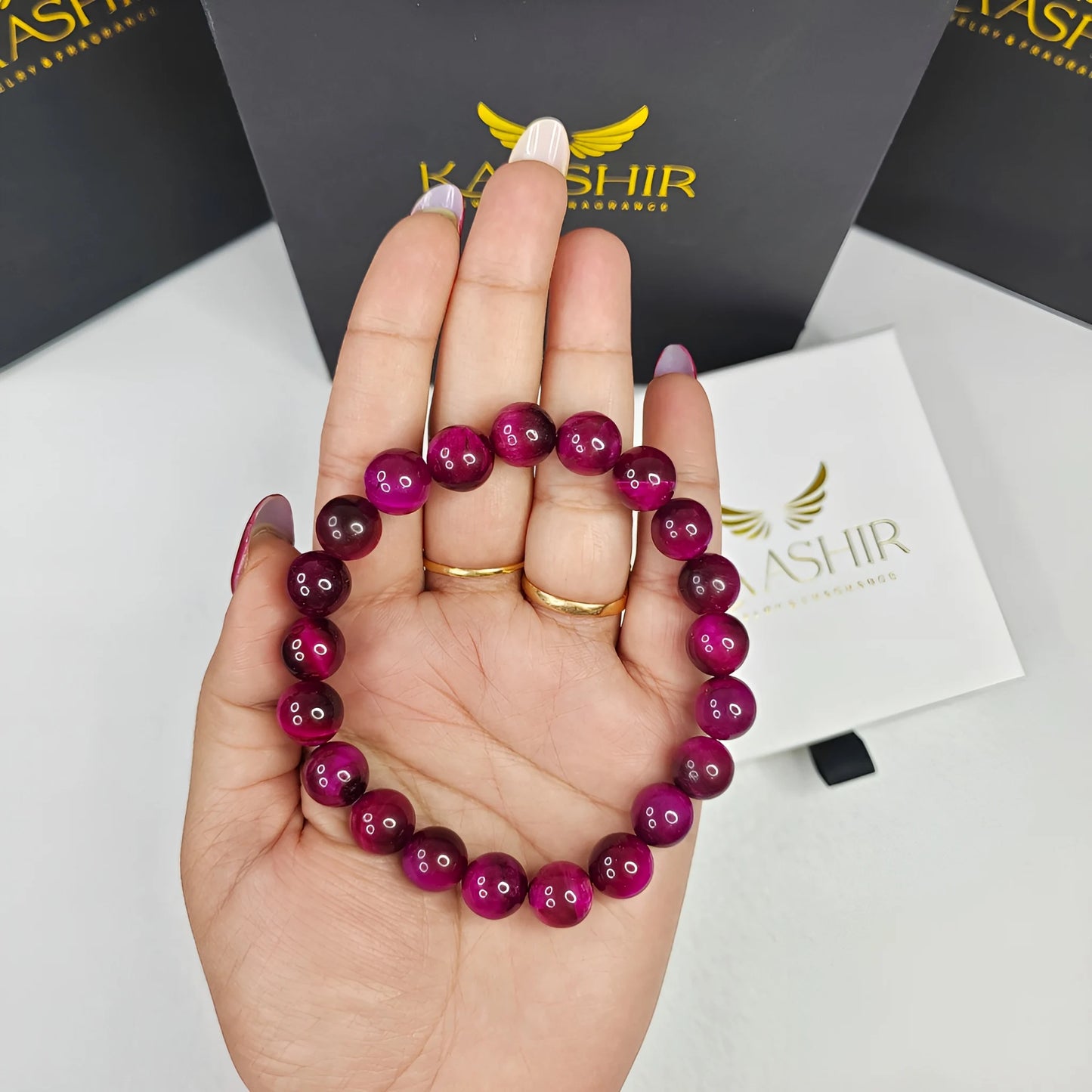 Pink Tiger Eye Stone Bracelet – Unisex Healing Crystals | Kaashir