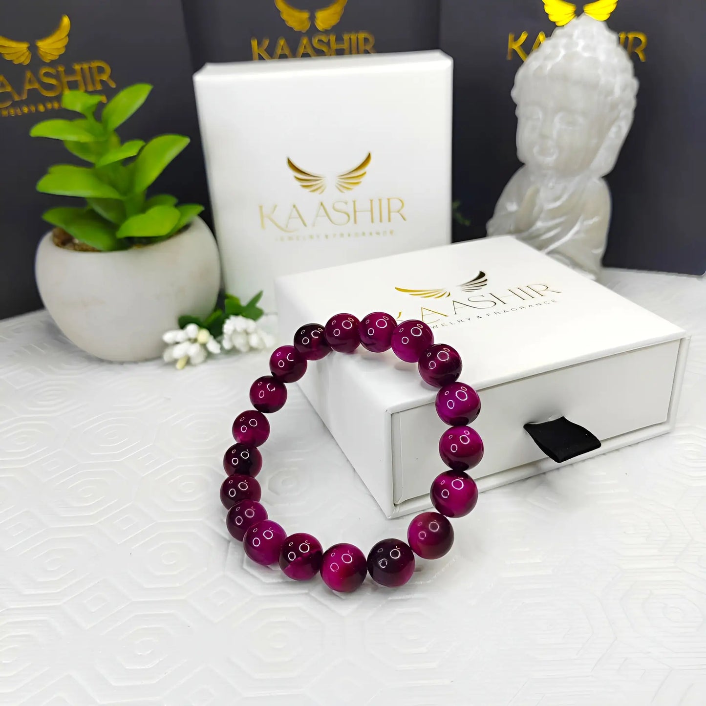 Pink Tigers Eye Bracelet – Handmade Beaded Stone Jewelry for Men&Women - Kaashir Jewelry & Fragrance