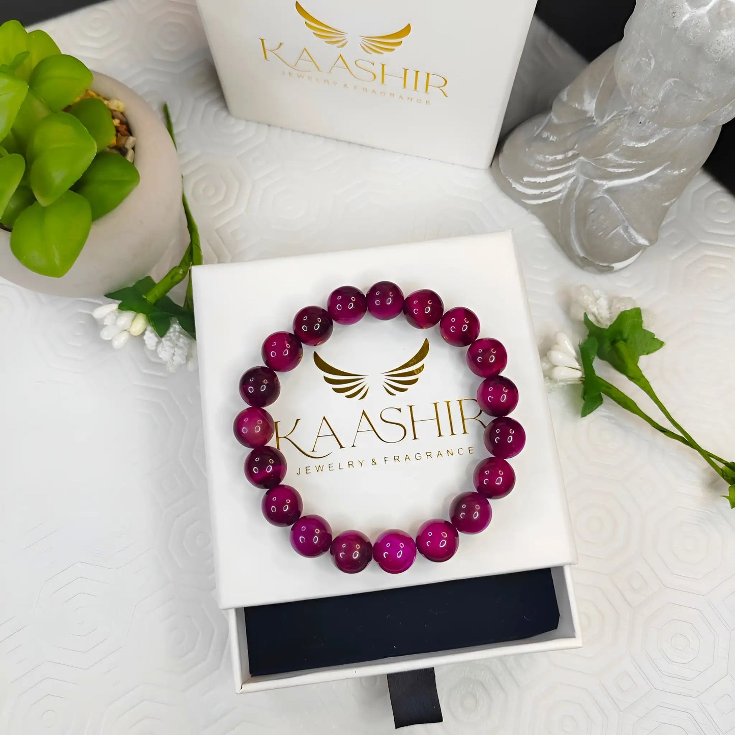 Pink Tigers Eye Bracelet – Handmade Beaded Stone Jewelry for Men&Women - Kaashir Jewelry & Fragrance