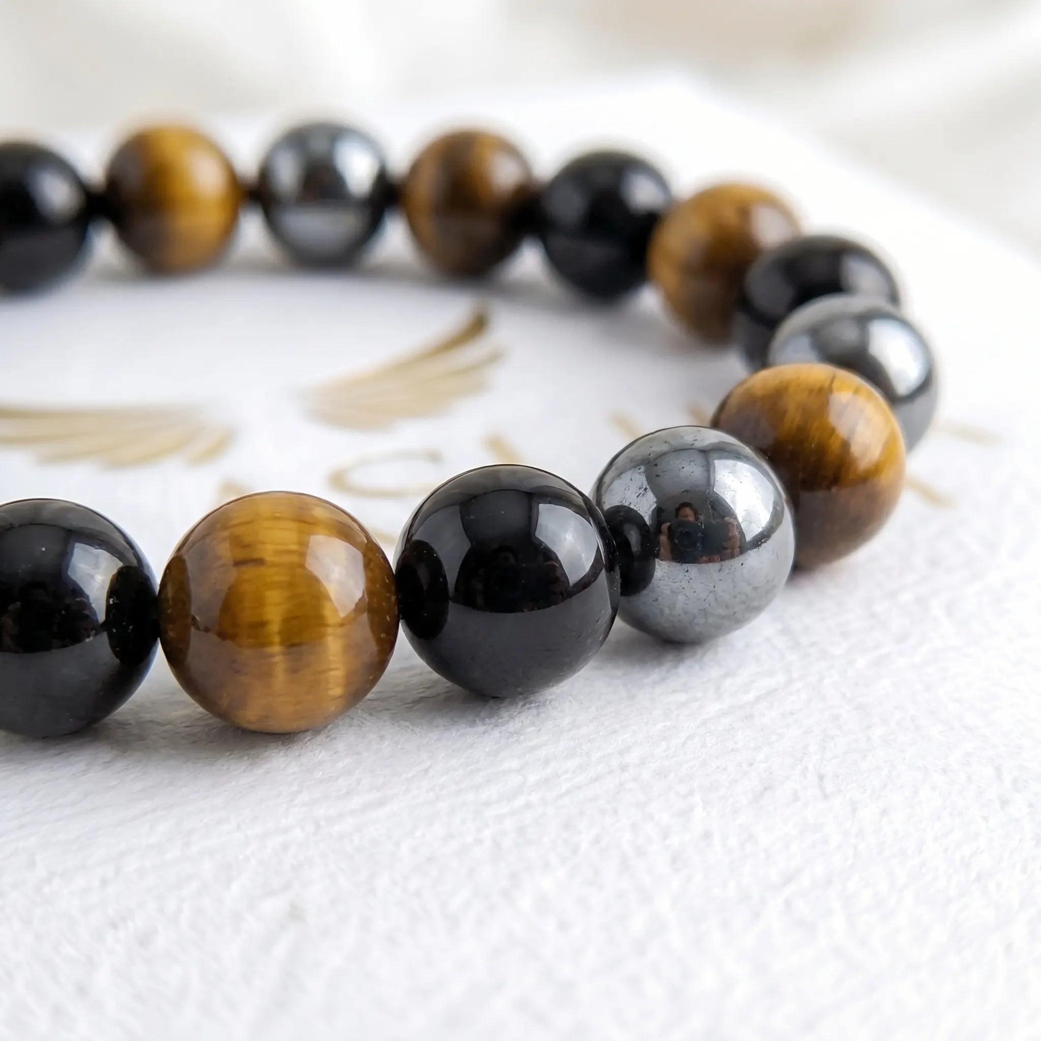 Triple Protection Bracelet – Tiger Eye, Obsidian & Hematite
