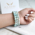 Amazonite 6mm Beaded Gemstone Bracelet worn on wrist – Kaashir Jewelry