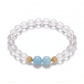 Aquamarine & Clear Quartz Beaded Crystal Bracelet for Clarity