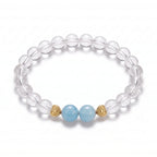 Aquamarine & Clear Quartz Beaded Crystal Bracelet for Clarity