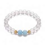 Aquamarine & Clear Quartz Crystal Bracelet — Clarity & Calm