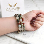 Bloodstone 6mm Beaded Gemstone Bracelet worn on wrist – Kaashir Jewelry