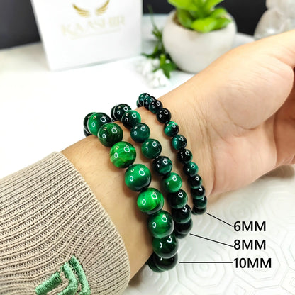 Kaashir Green Tigers Eye Bracelet – Handmade Beaded Jewelry for Unisex