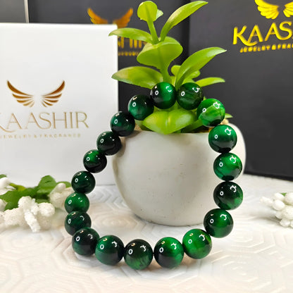 Green Tigers Eye Bracelet –Handmade Beaded Stone Jewelry for Men&Women - Kaashir Jewelry & Fragrance