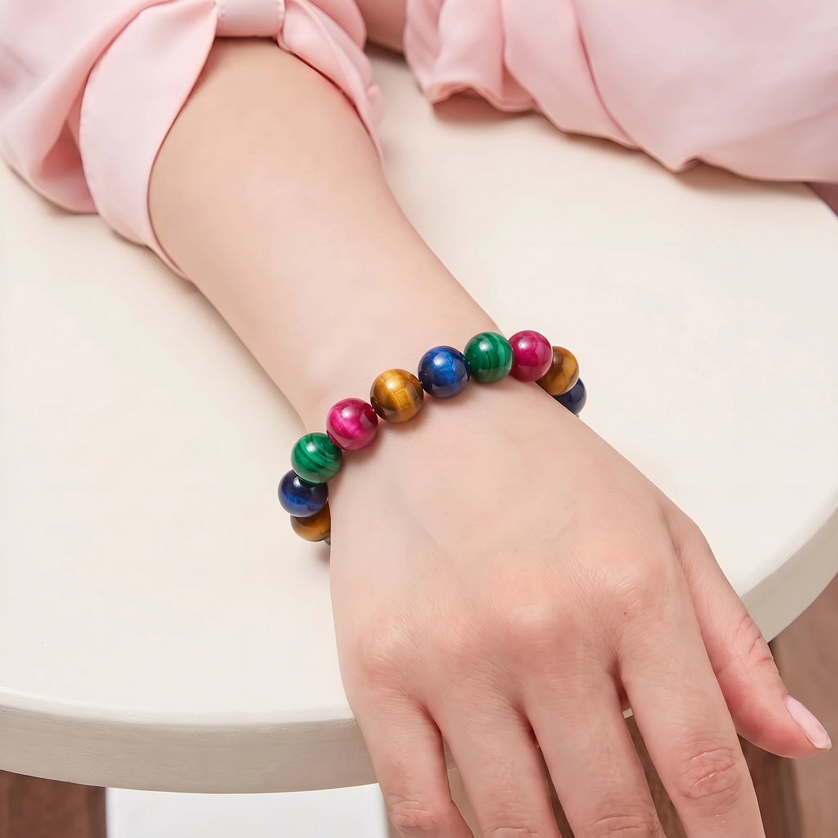 multi tiger eye bracelet for women triple stone crystal