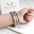 Pink Zebra Jasper 6mm Beaded Gemstone Bracelet worn on wrist – Kaashir Jewelry
