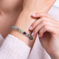 Rainbow Fluorite 6mm Beaded Gemstone Bracelet worn on wrist – Kaashir Jewelry