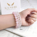 Rose Quartz 6mm Beaded Gemstone Bracelet worn on wrist – Kaashir Jewelry