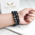 Silver Sheen Obsidian 6mm Beaded Gemstone Bracelet worn on wrist – Kaashir Jewelry