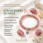 Strawberry quartz heart charm bracelet wrist benefits guide — natural stone bracelet Kaashir
