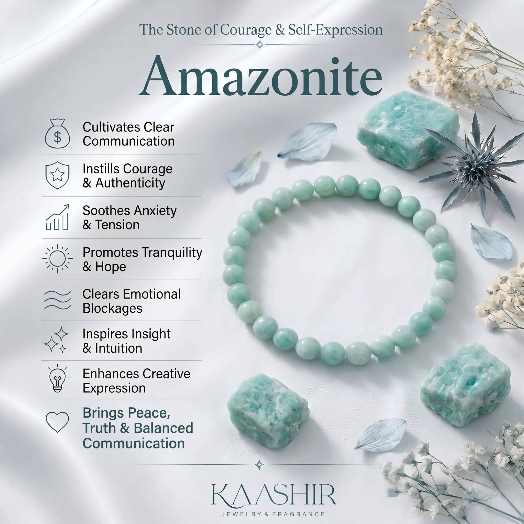 Amazonite bracelet benefits – courage, clear communication and emotional balance