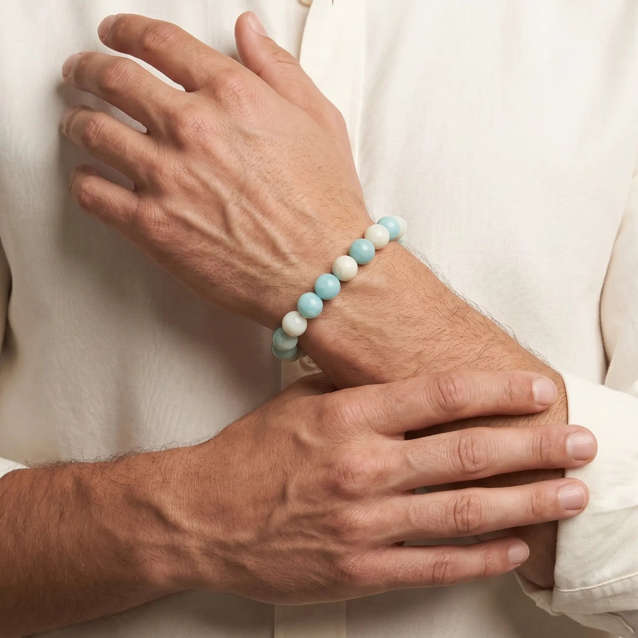 Amazonite bracelet for men – clear communication and calm lifestyle shot