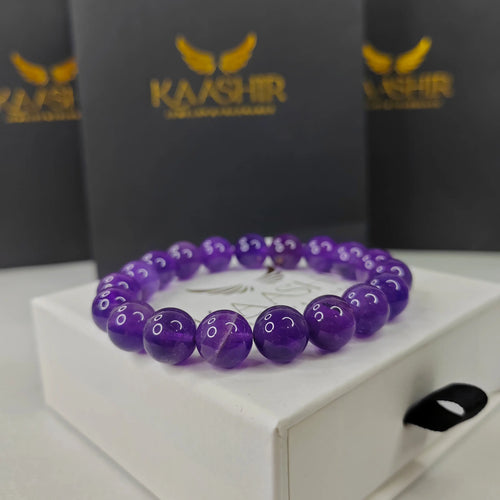 Amethyst Stone Bracelet – Unisex Handmade Healing Crystal | Kaashir