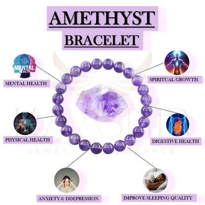 Amethyst Bracelet – Handmade Purple Beaded stone Jewelry for Men&Women - Kaashir Jewelry & Fragrance