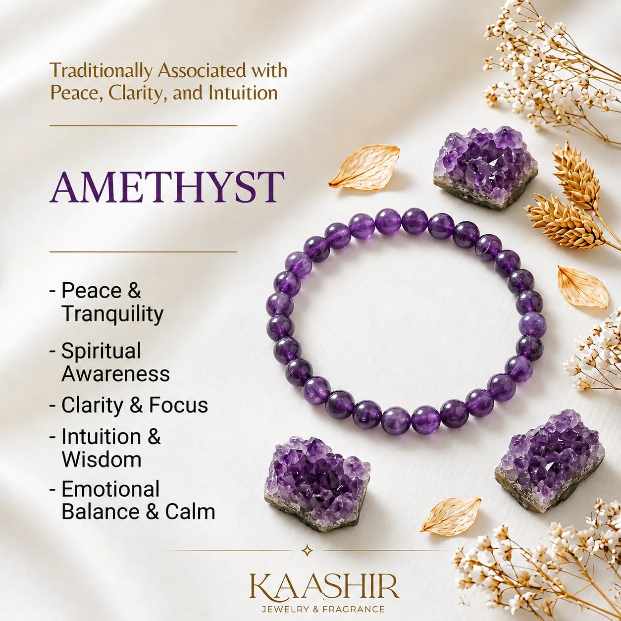 amethyst bracelet benefits meaning calm peace intuition crown chakra