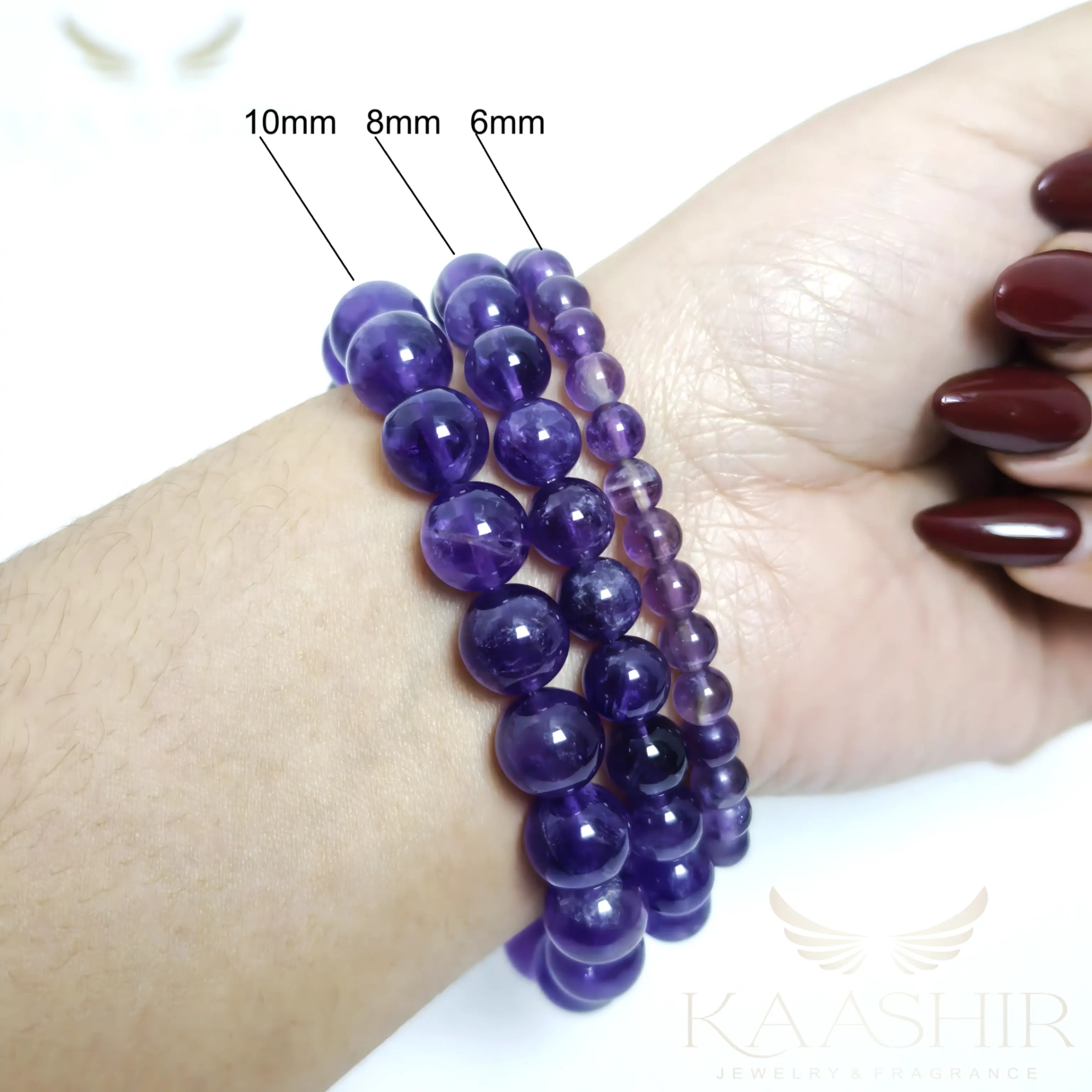 mens amethyst bracelet natural gemstone spiritual protection