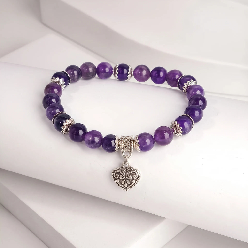 Amethyst chakra bracelet — purple gemstone traditionally worn for calm and clarity