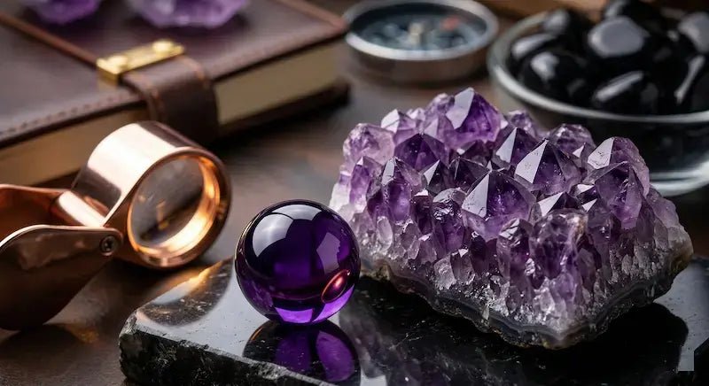 Amethyst natural gemstone bracelet bead purple crystal cluster Kaashir handmade