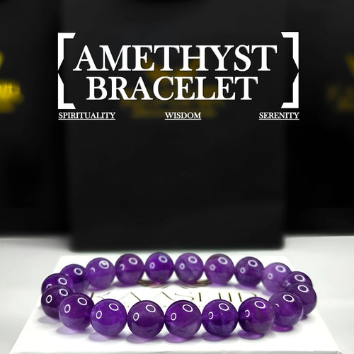 Amethyst Stone Bracelet – Unisex Handmade Healing Crystal | Kaashir