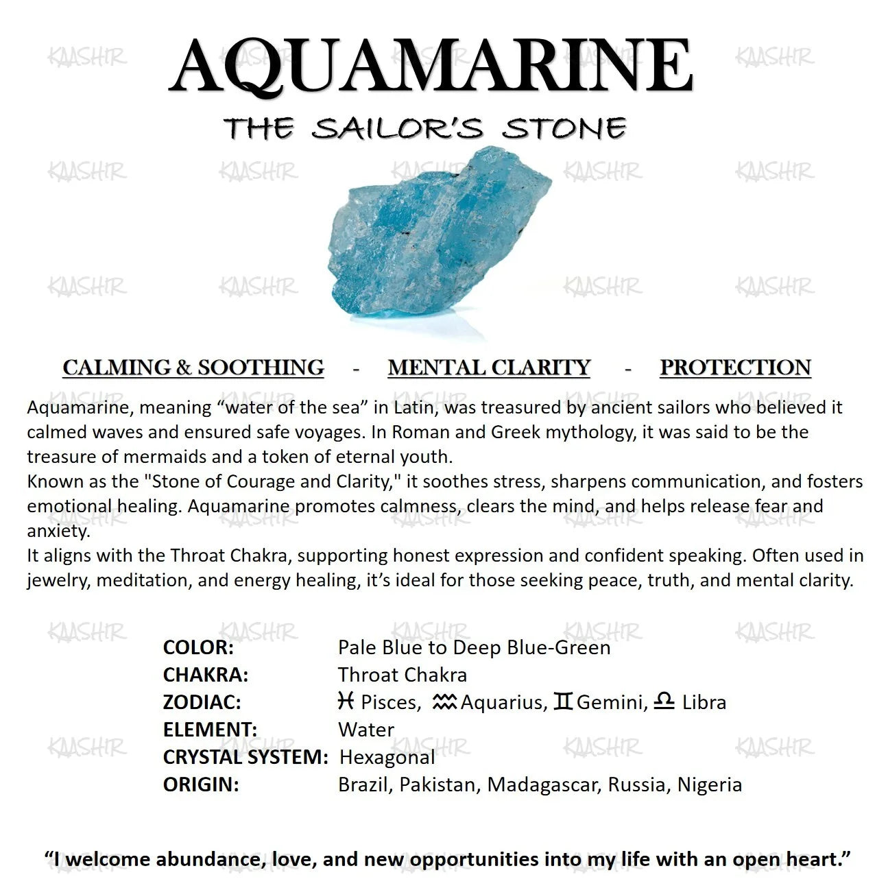 Kaashir Aquamarine Stone Bracelet - Handmade Jewelry for Unisex - Kaashir Jewelry & Fragrance