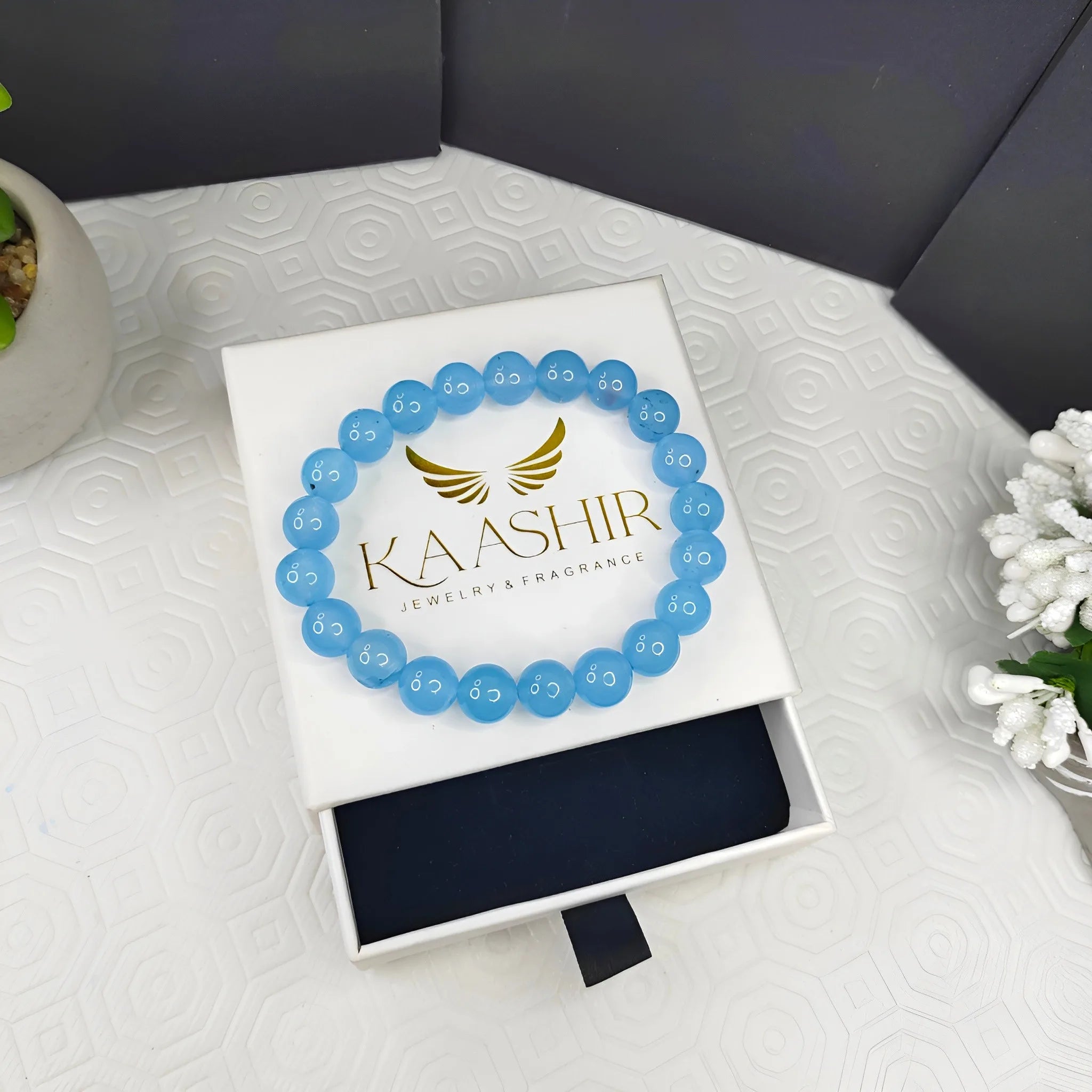 Kaashir Aquamarine Stone Bracelet - Handmade Jewelry for Unisex - Kaashir Jewelry & Fragrance
