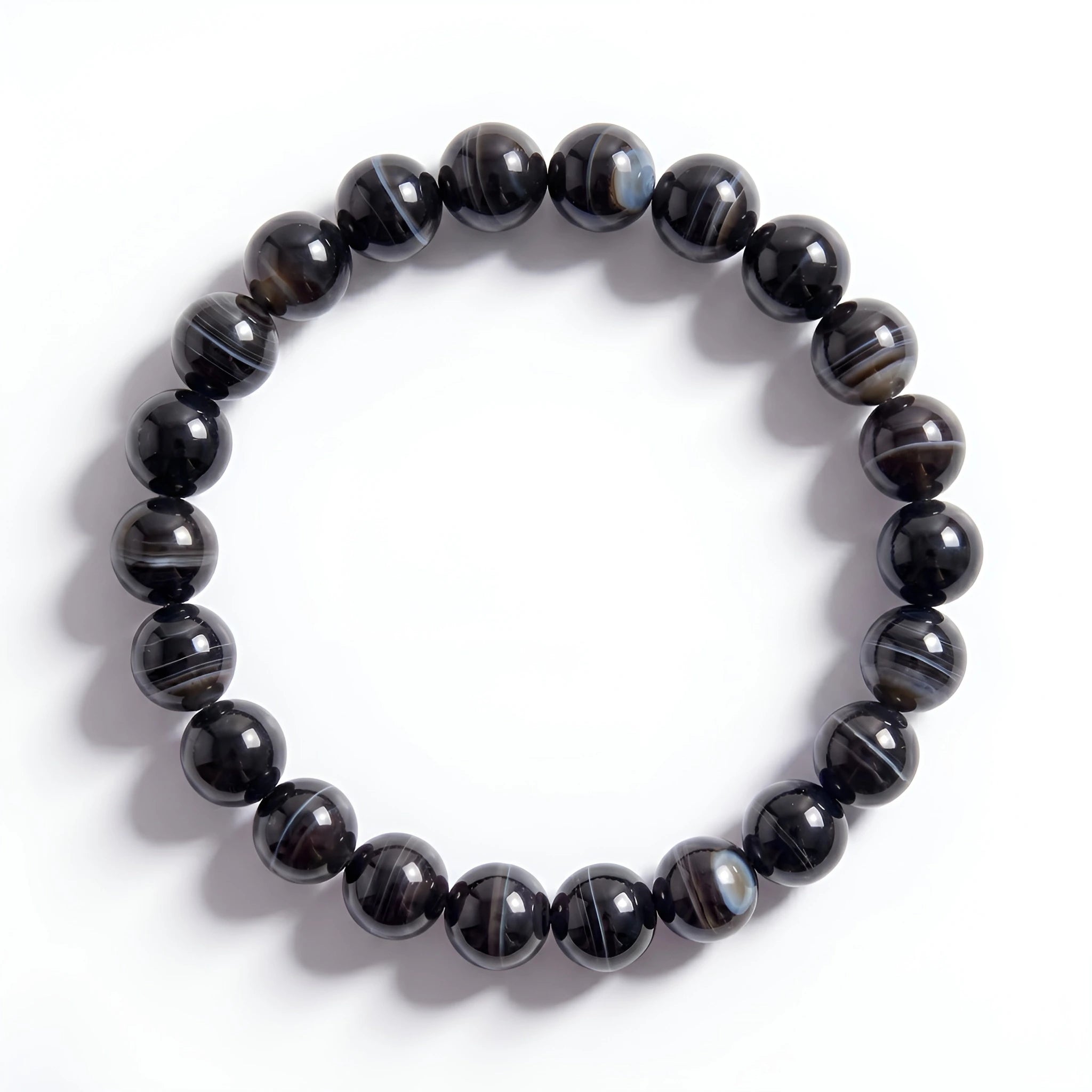 black Banded agate bracelet natural swirl gemstone handmade kaashir