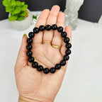 Bracelet en agate noire Kaashir - Bijou unisexe fait main en perles