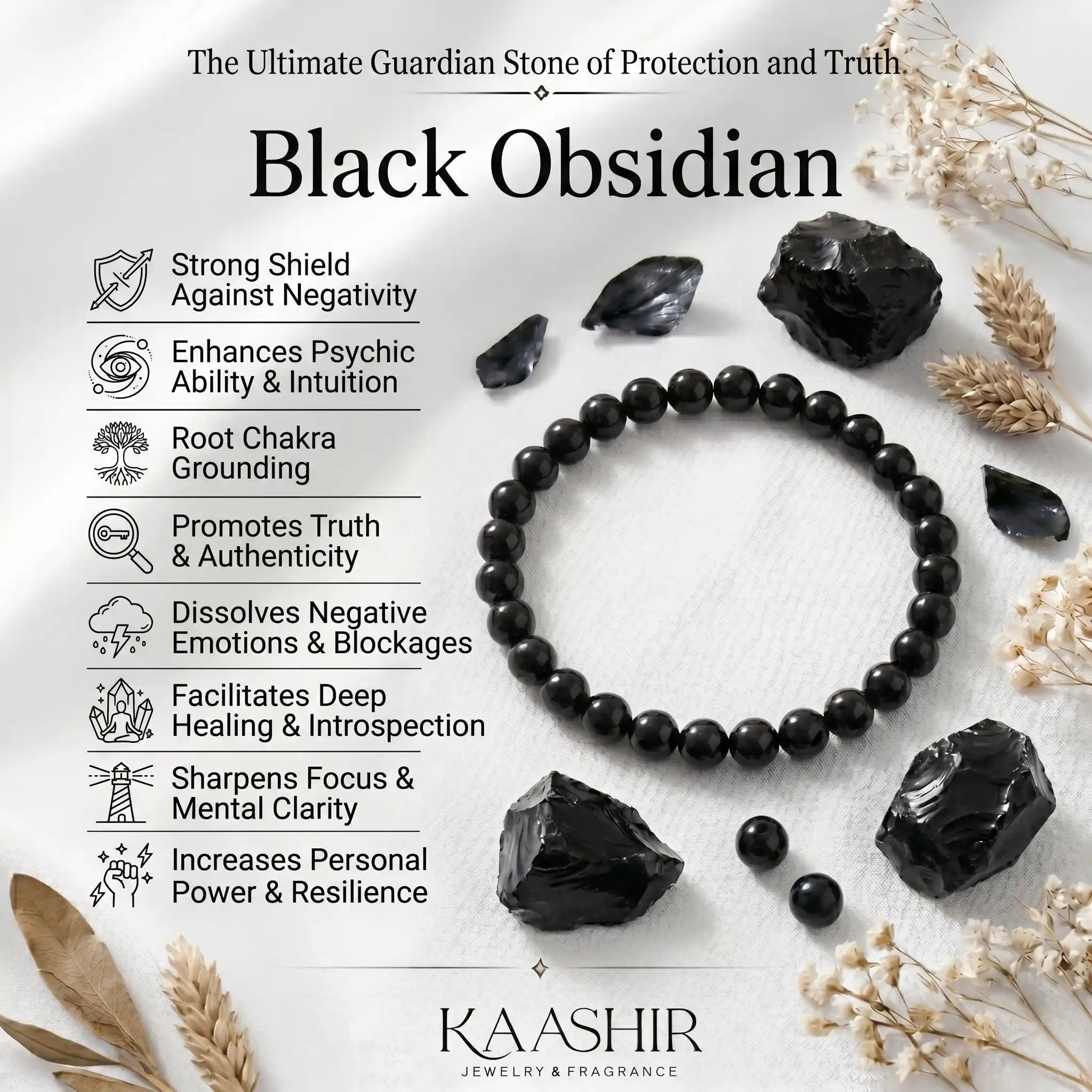 black obsidian bracelet benefits meaning protection root chakra