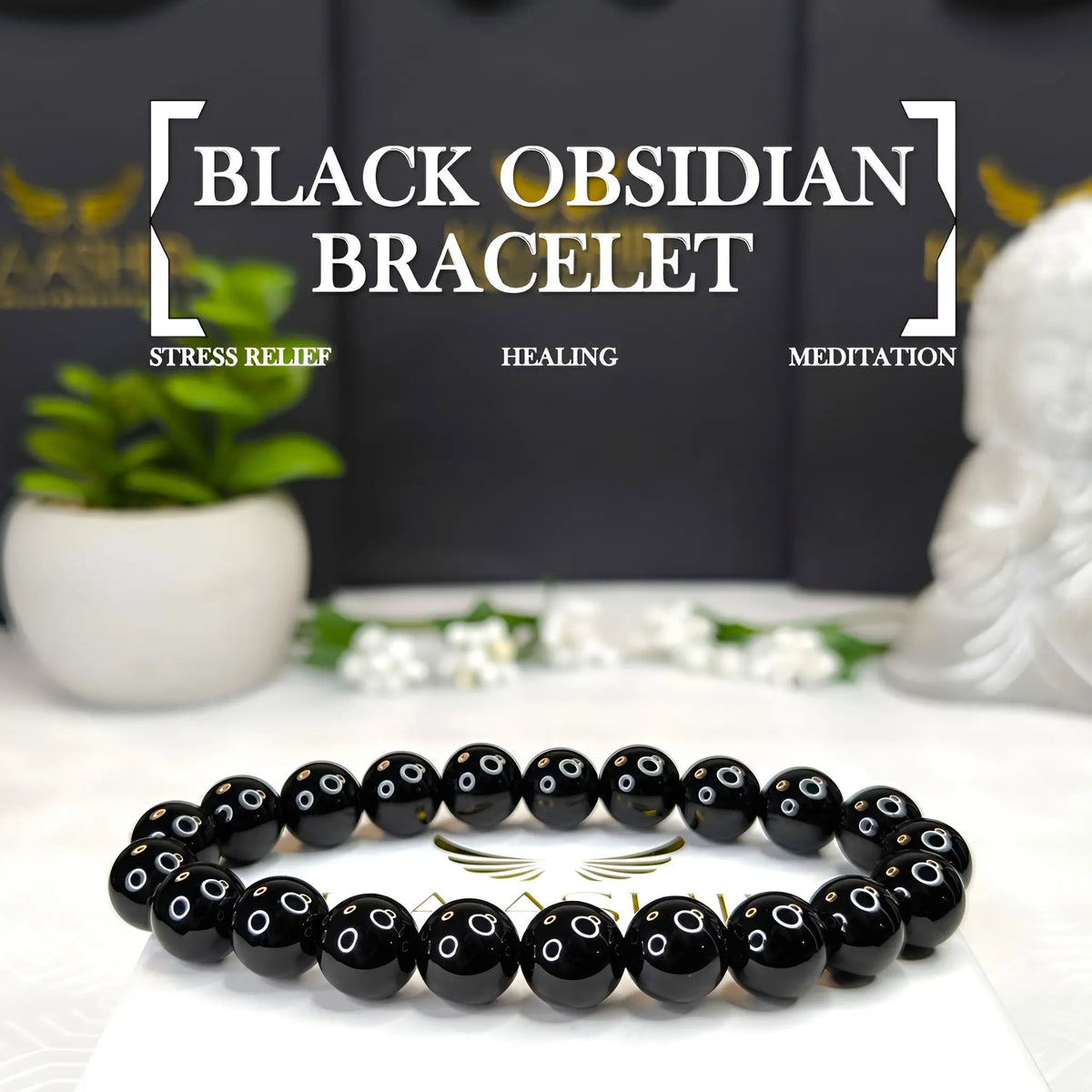 Black Obsidian Energy Bracelet – Unisex Healing Stone | Kaashir
