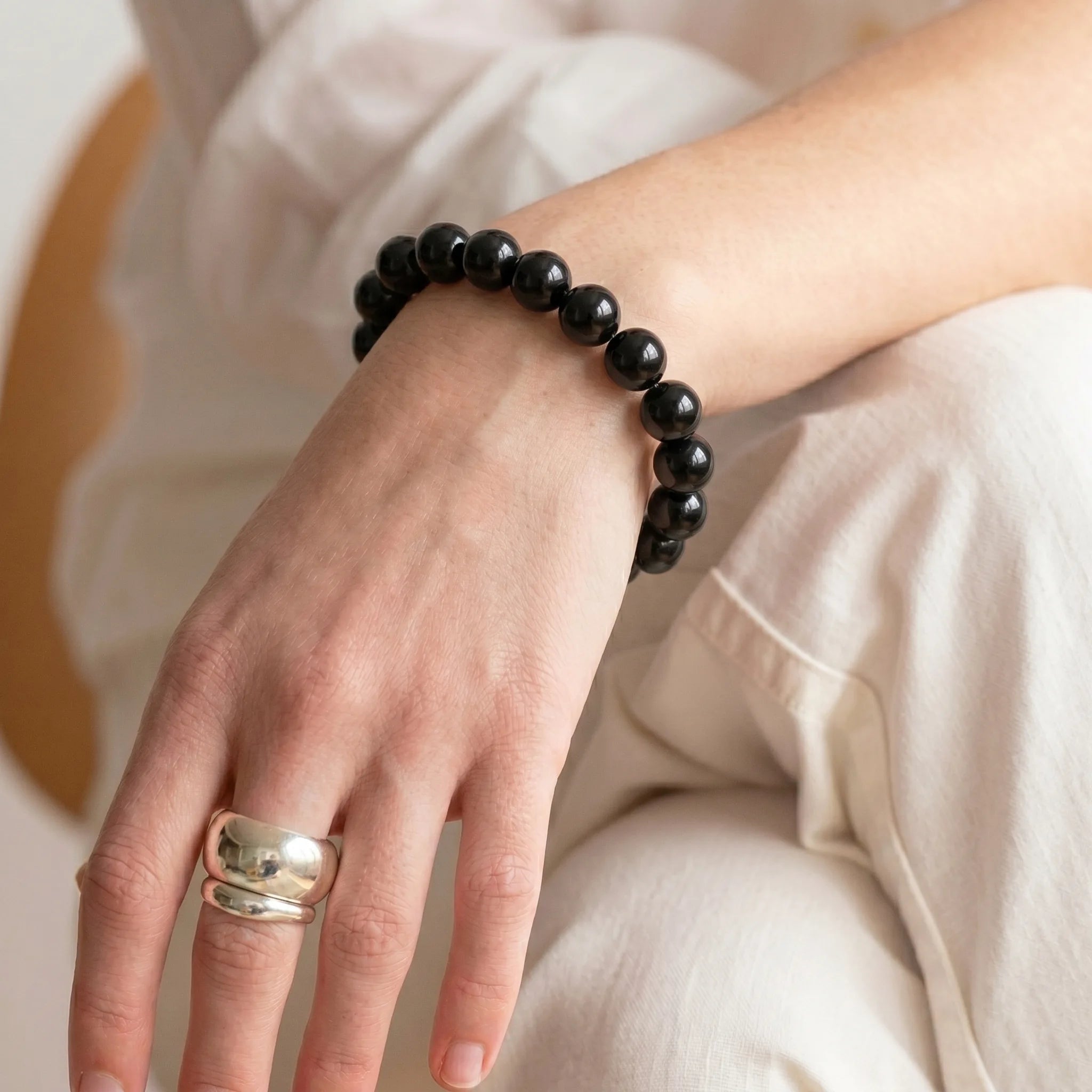 black obsidian bracelet for women natural healing emotional protection