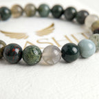 bloodstone bracelet natural stone beads close up green red speckles