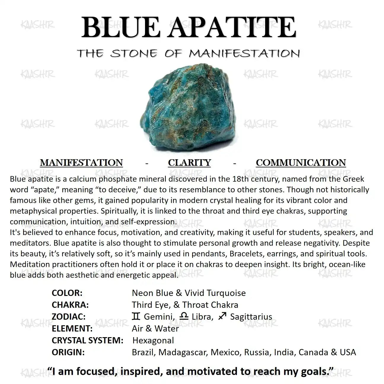apatite bracelet benefits meaning focus motivation throat chakra