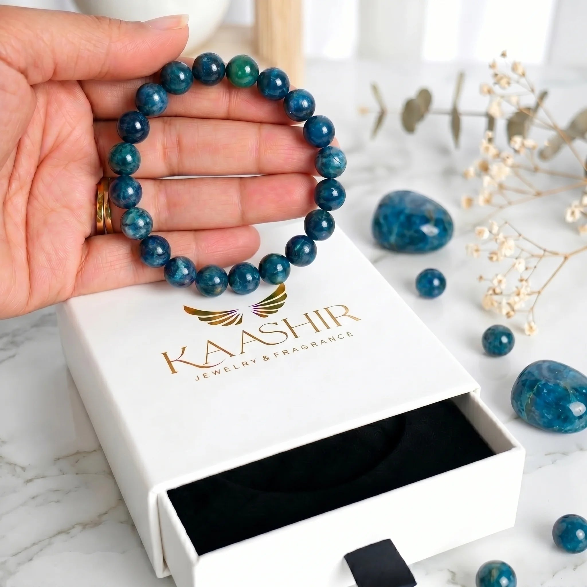 kaashir blue apatite bracelet premium gift box packaging