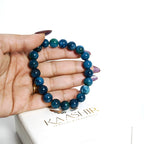 Blue apatite healing crystal bracelet promoting focus, clarity, and motivation