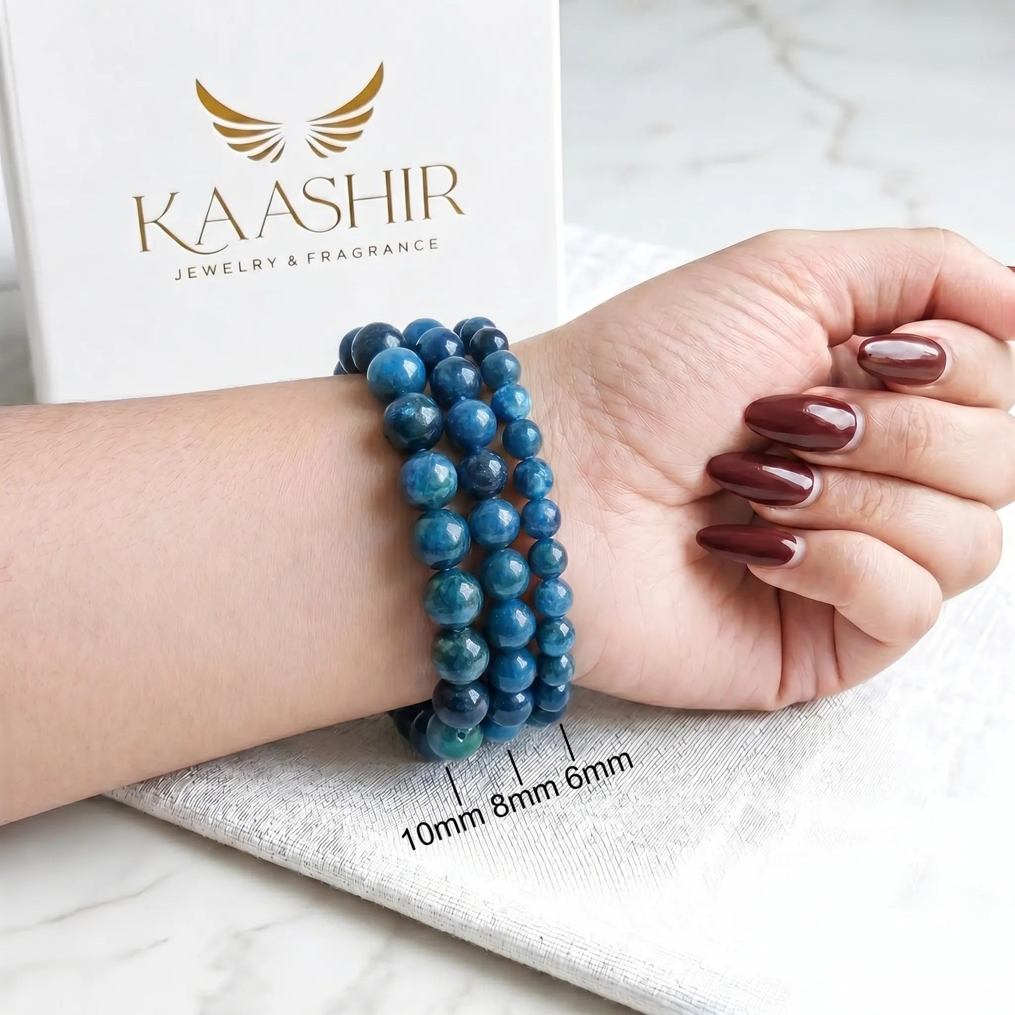 blue apatite bracelet third eye chakra meditation intuition kaashir