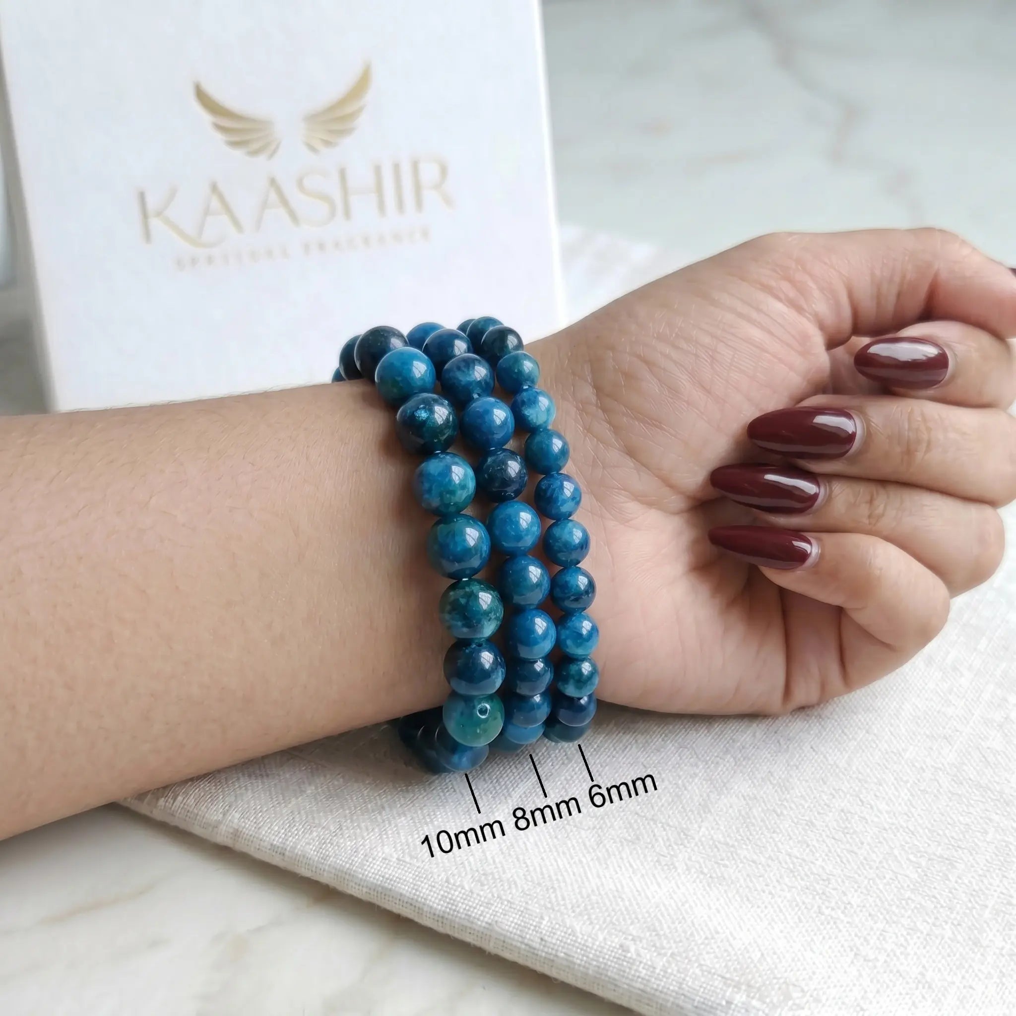 blue apatite bracelet third eye chakra meditation intuition kaashir