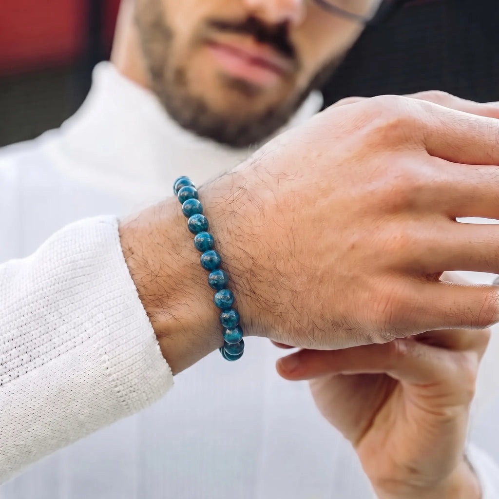 blue apatite bracelet for men natural gemstone creative focus