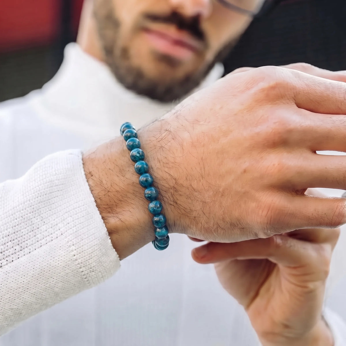blue apatite bracelet for men natural gemstone creative focus