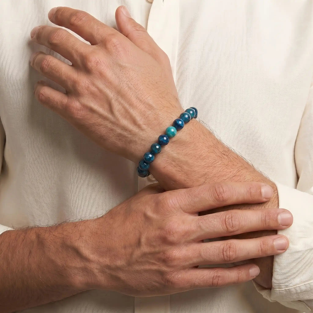 blue apatite bracelet for men natural gemstone creative focus