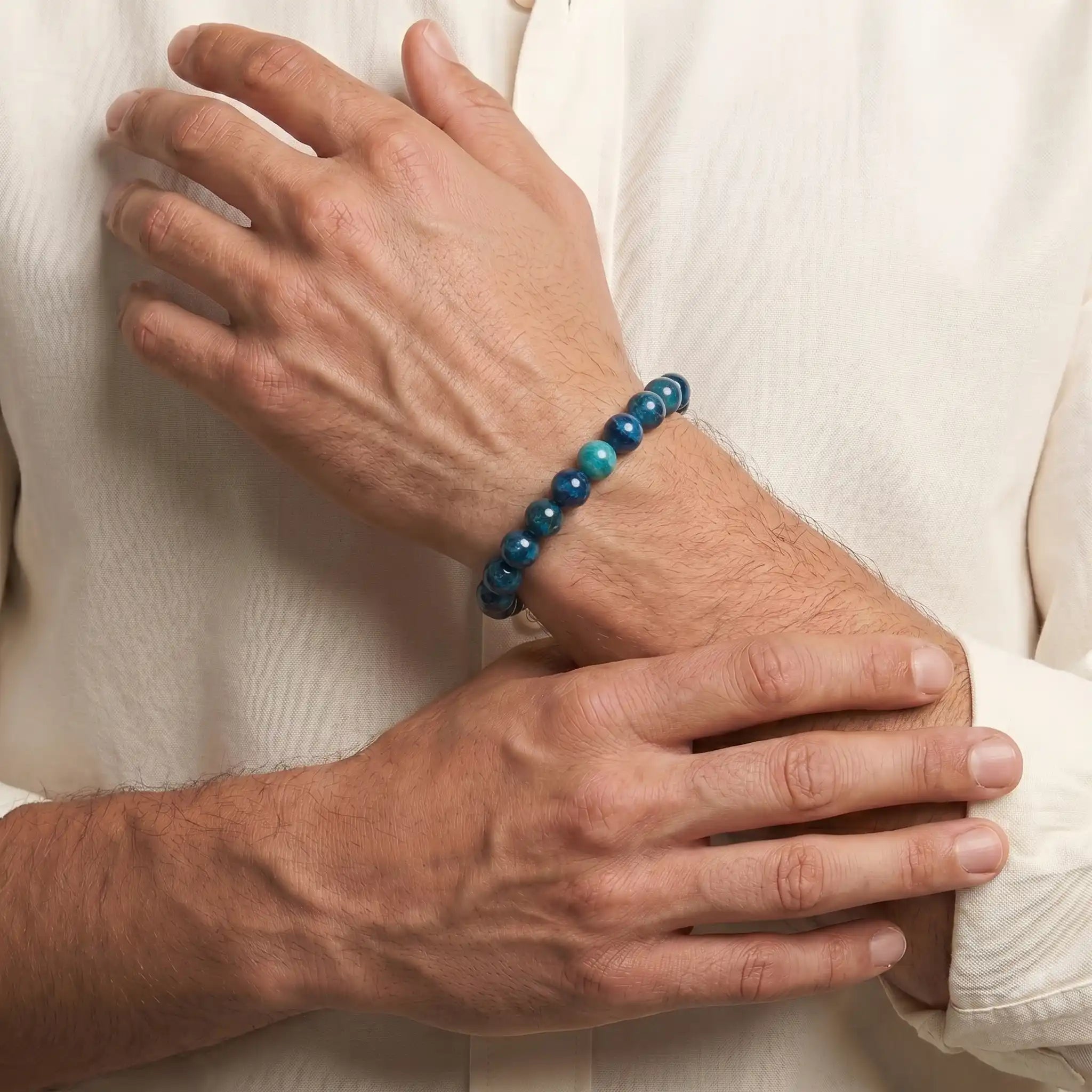 blue apatite bracelet for men natural gemstone creative focus