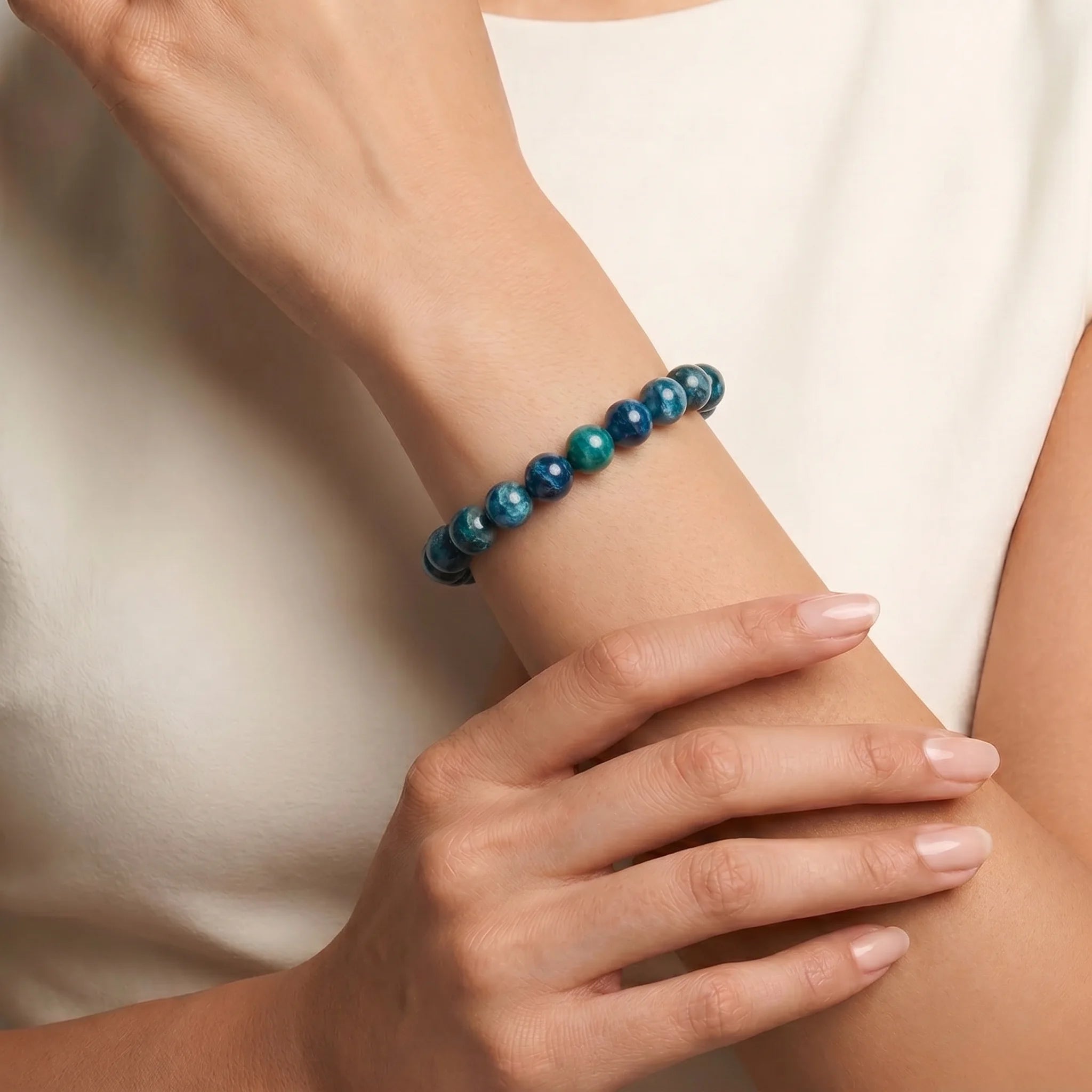 blue apatite bracelet for women natural blue crystal healing stone